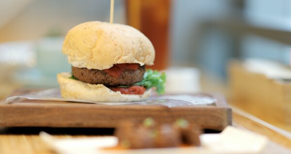 Burger in restaurant